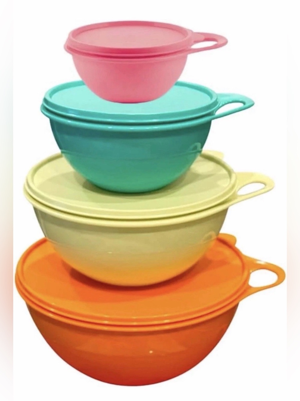 4 NEW TUPPERWARE THATSA BOWLS MIXING BOWL SET 19, 12, 6 & 2 CUPS AIR TIGHT SEALS